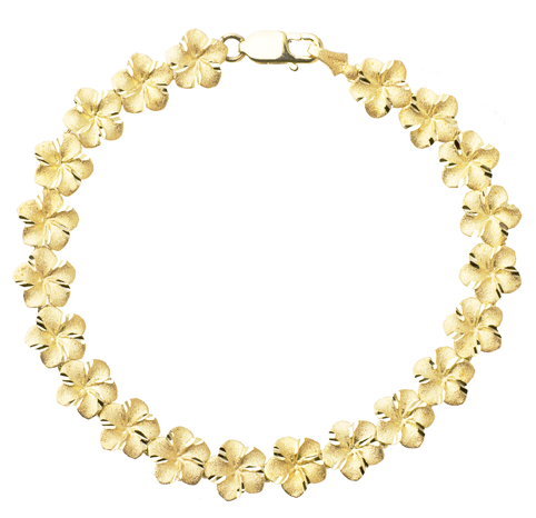 14K Plumeria Bracelet Icicle 6mm Royal Hawaiian Heritage Jewelry